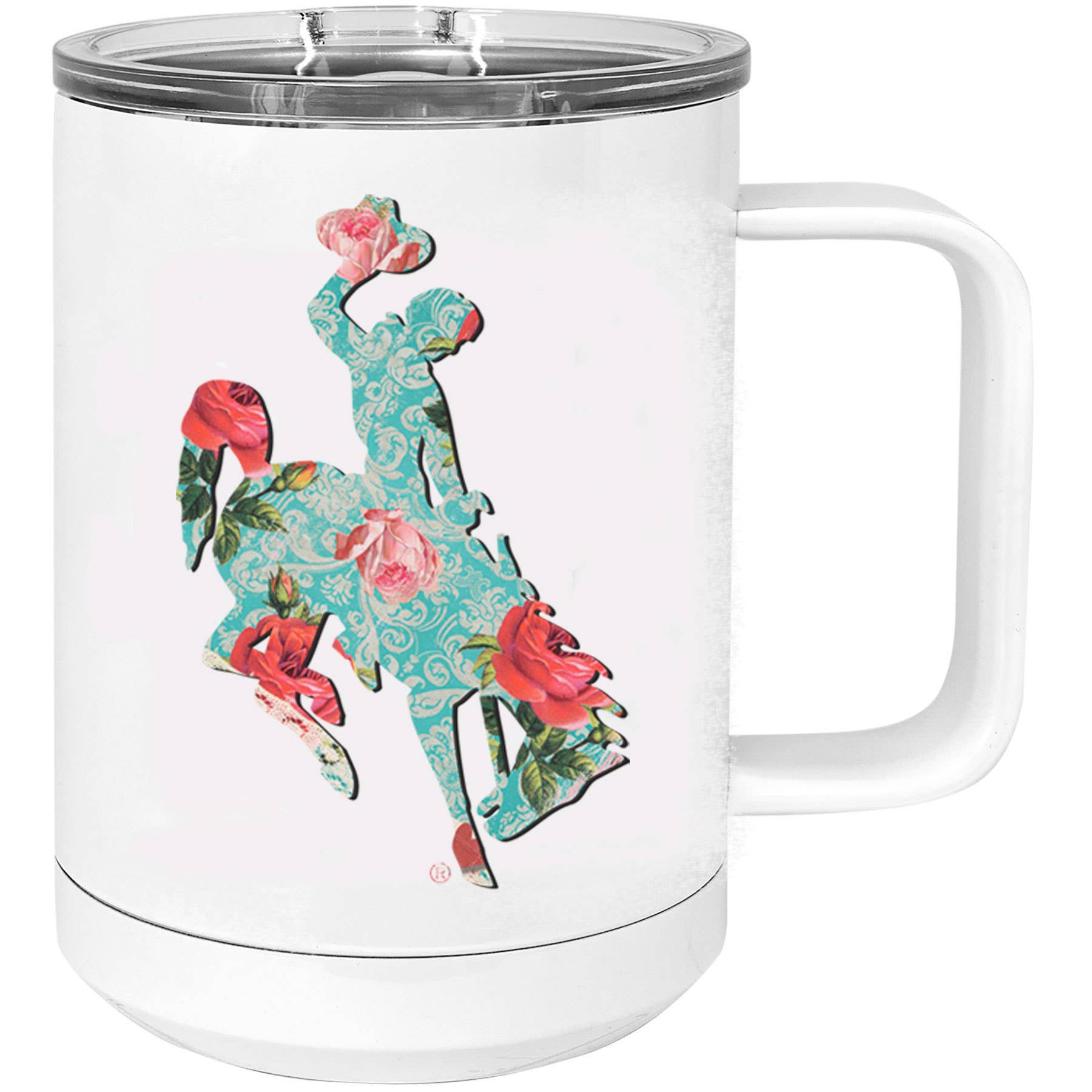 Vintage Rose Wyoming Bucking Horse 12oz Travel Mug